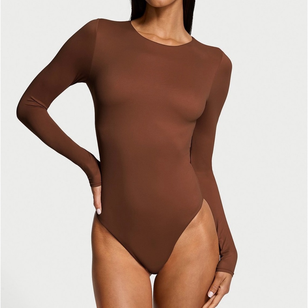 Victoria Secret Brown Long Sleeve Bodysuit Size XL